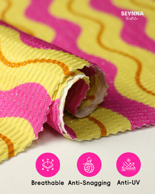 Экологичная переработанная ткань для купальников, содержащая 78% переработанного нейлона, 5% металлического серебра и 17% спандекса