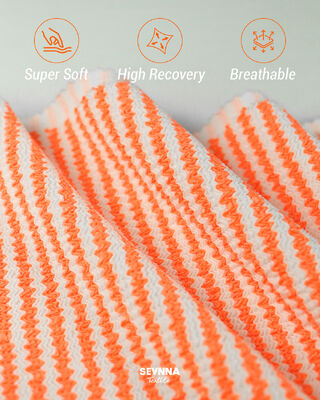 Премиальная текстурированная купальная ткань из 95% переработанного полиэстера + 5% спандекса, вес 280 грн и высокая проницаемость для купальных костюмов