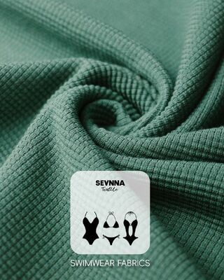 Ткань для купальников с высокой эластичностью и текстурой, содержащая 95% органического хлопка и 5% спандекса, с высокой стойкостью цвета