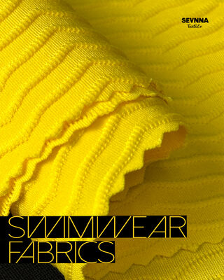 Premium Textured Swim Fabric with 85% Recycled Polyester + 15% Spandex, 125cm Width, and High Durability for Swimwear